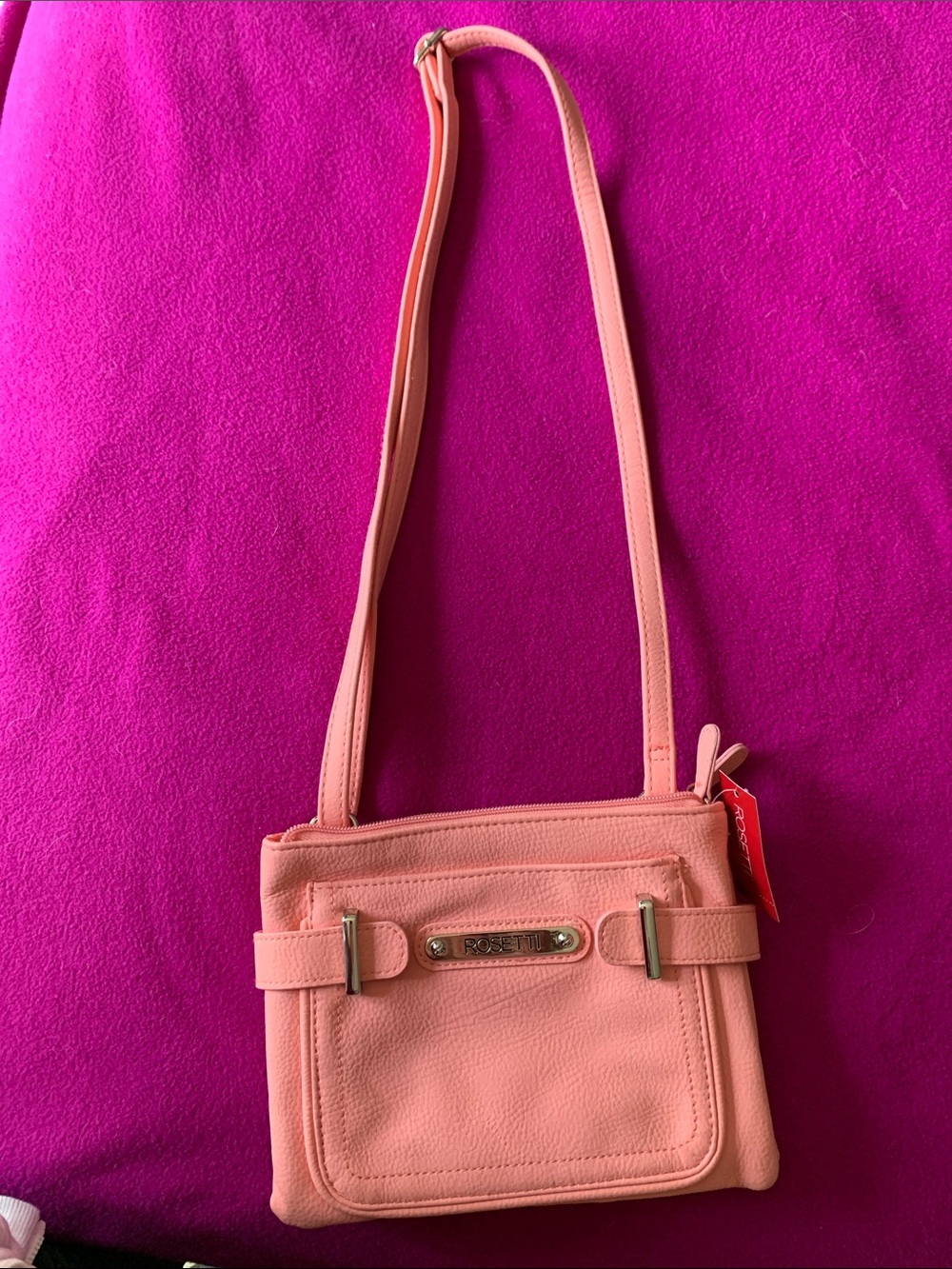 Rosetti Pink Crossbody Bag with Silver Accents